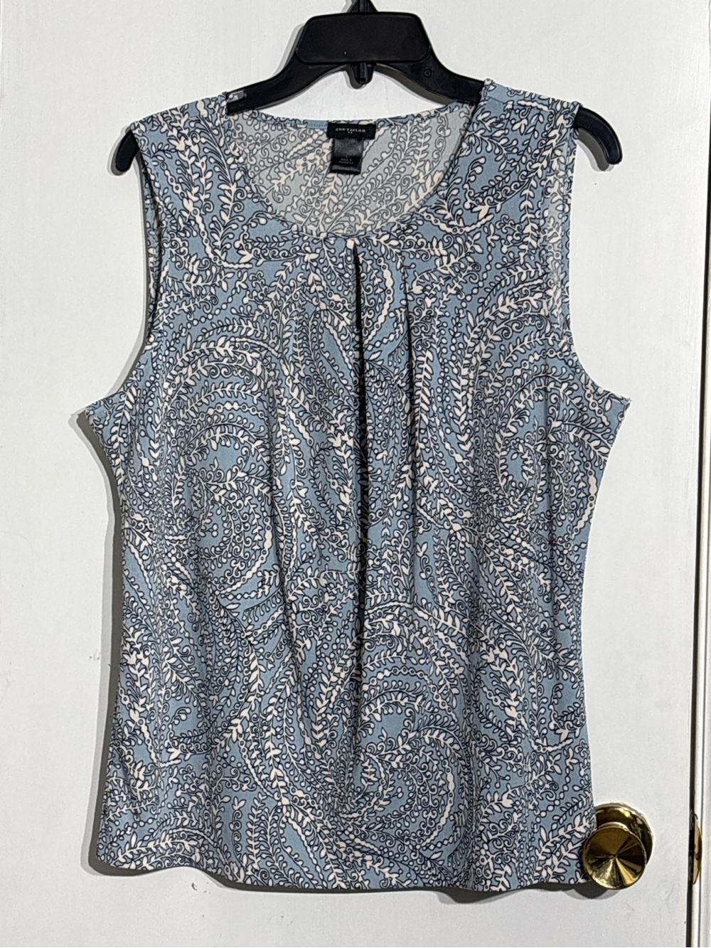 Ann Taylor Light Blue and Cream Paisley Sleeveless Camisole